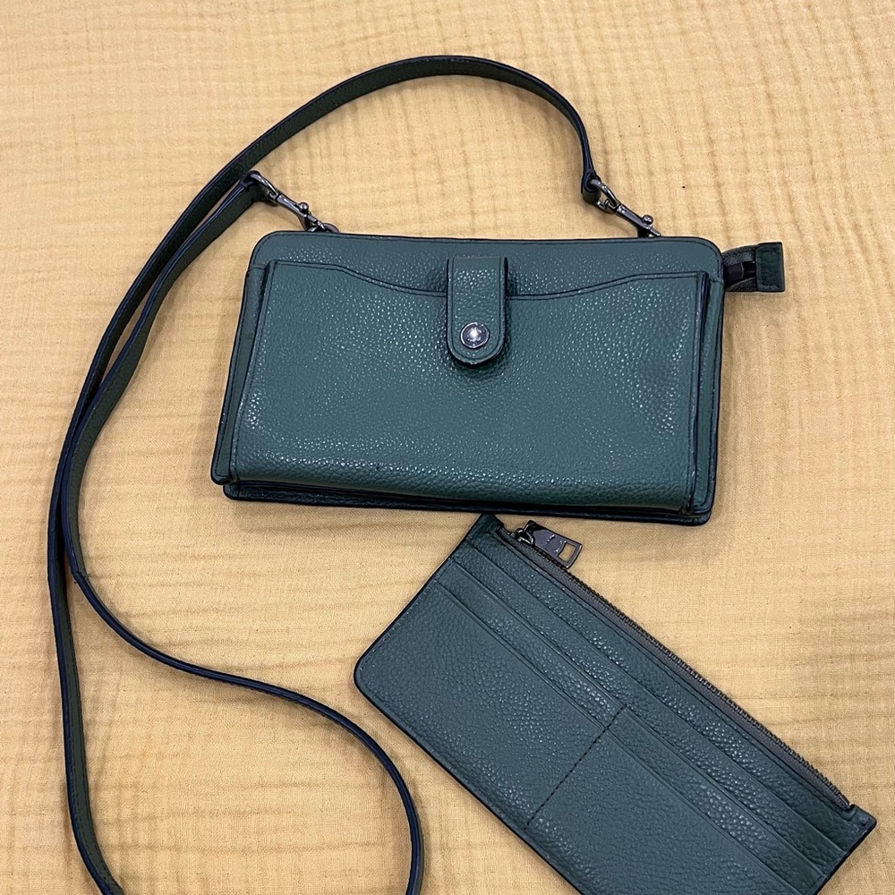 Coach Pebbled Leather Crossbody Wallet Bag with removable insert